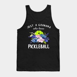 Just a Grandma Who Loves Pickleball Flower Floral Tank Top